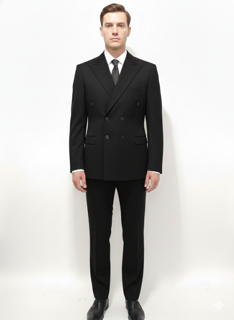 تصویر روبروی کت و شلوار دبل برست اسلیم پارچه بزیاق