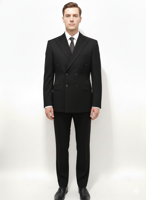 تصویر روبروی کت و شلوار دبل برست اسلیم پارچه بزیاق