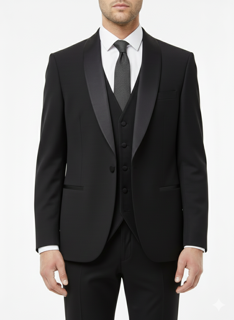 کت و شلوار مجلسی دامادی یقه ساتن نمای نزدیک