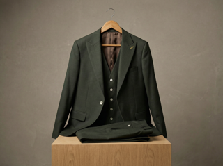 کت و شلوار جلیقه تک دکمه یقه بلیزر سبز